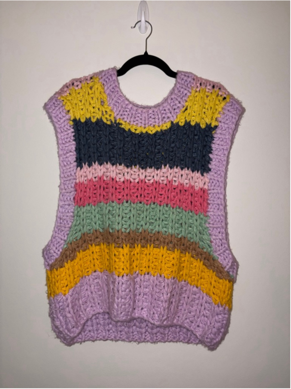 Women's LITTLE LIES Multi-color Striped Cropped Sweater Vest M/L